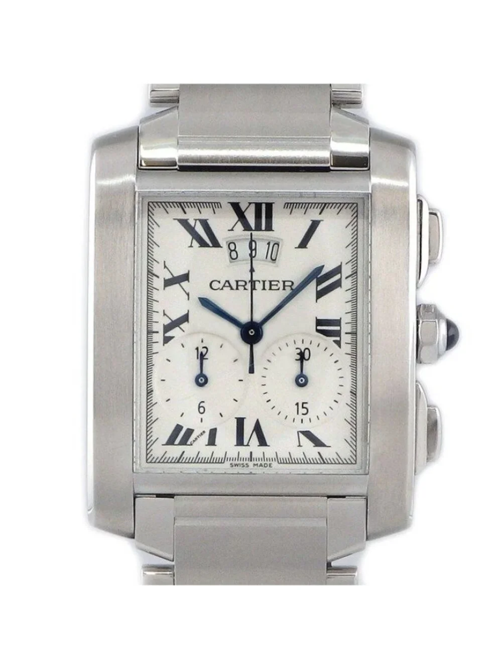 Cartier Watch Tank Francaise Chrono Reflex Rectangular White Dial Roman Index